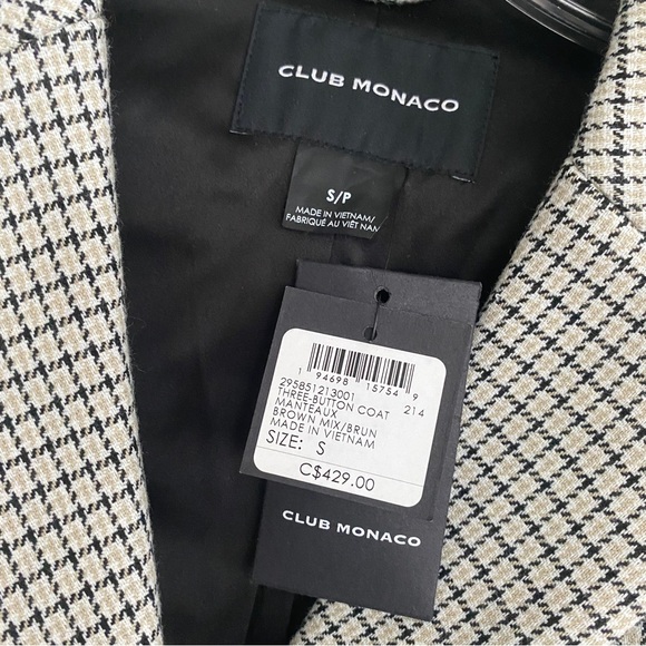 BNWT Club Monaco checkered pea coat in size Small - Picture 6 of 9